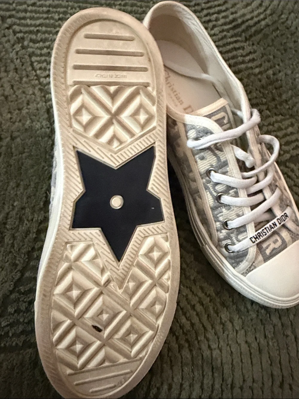 Dior Gray/Off White Canvas Sneakers